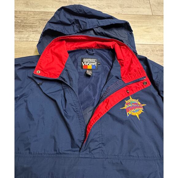 Hartwell ViaSport Islands of Adventure Hooded Windbreaker Jacket Navy Red XL - Picture 5 of 7